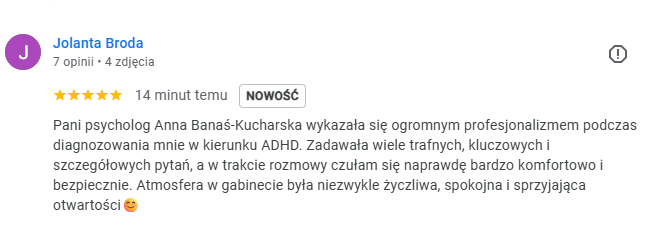 opinia pacjenta w temacie ADHD, Anna Banaś-Kucharska