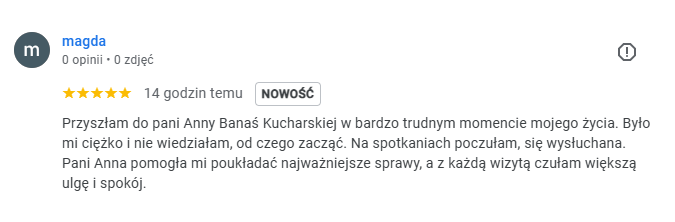 Opinia Anna Banaś-Kucharska psycholog, psychoterapeuta